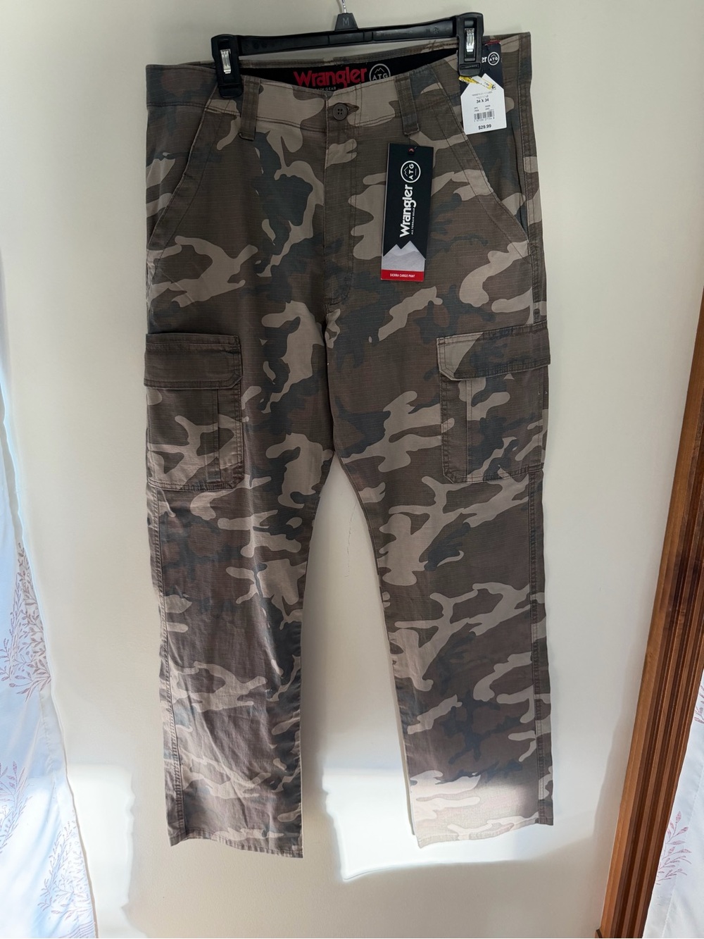 Wrangler ATG Men’s Sierra Cargo Pants 34x34 Camo All Terrain Gear NWT